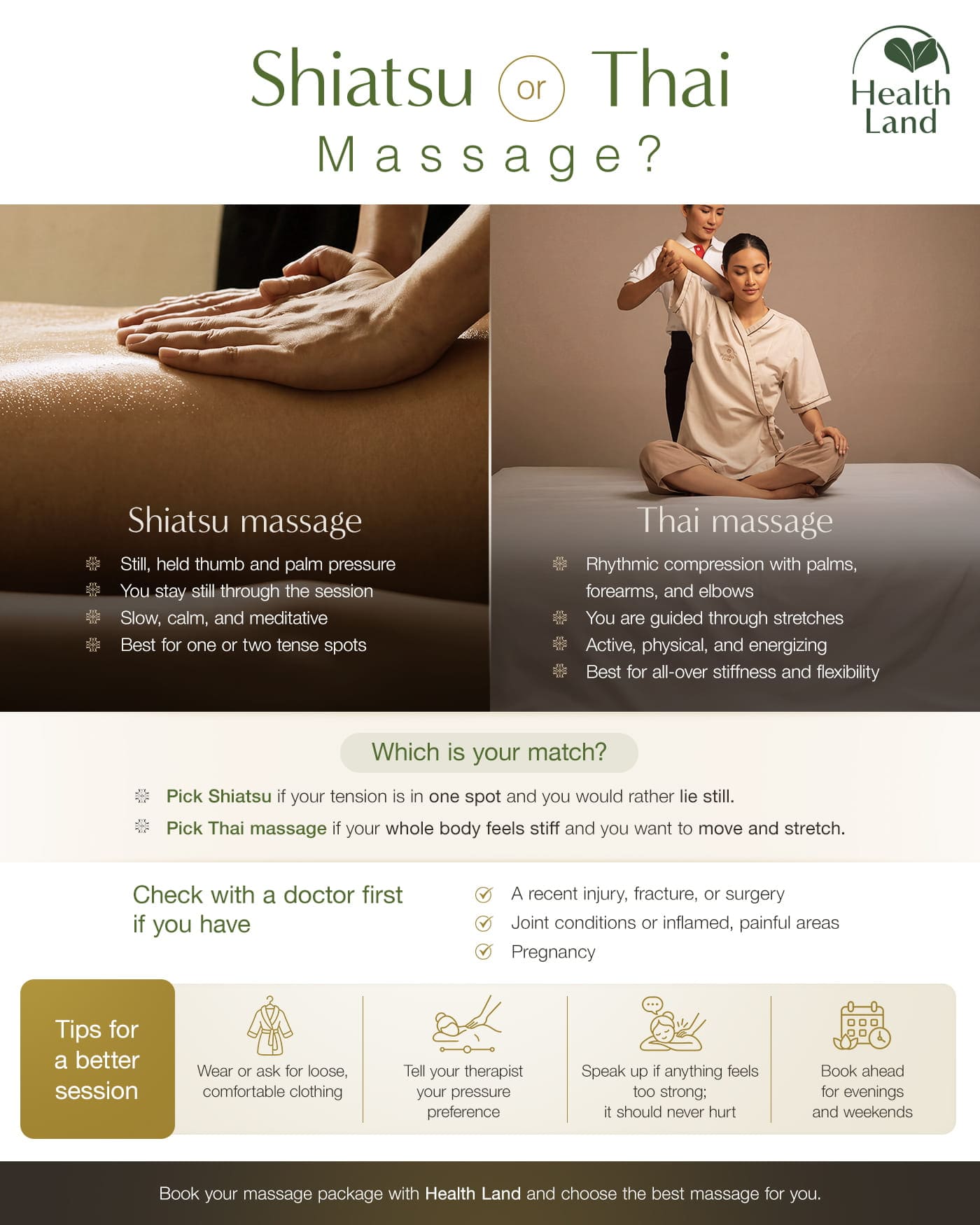 A quick guide comparing Shiatsu vs Thai massage and how to choose