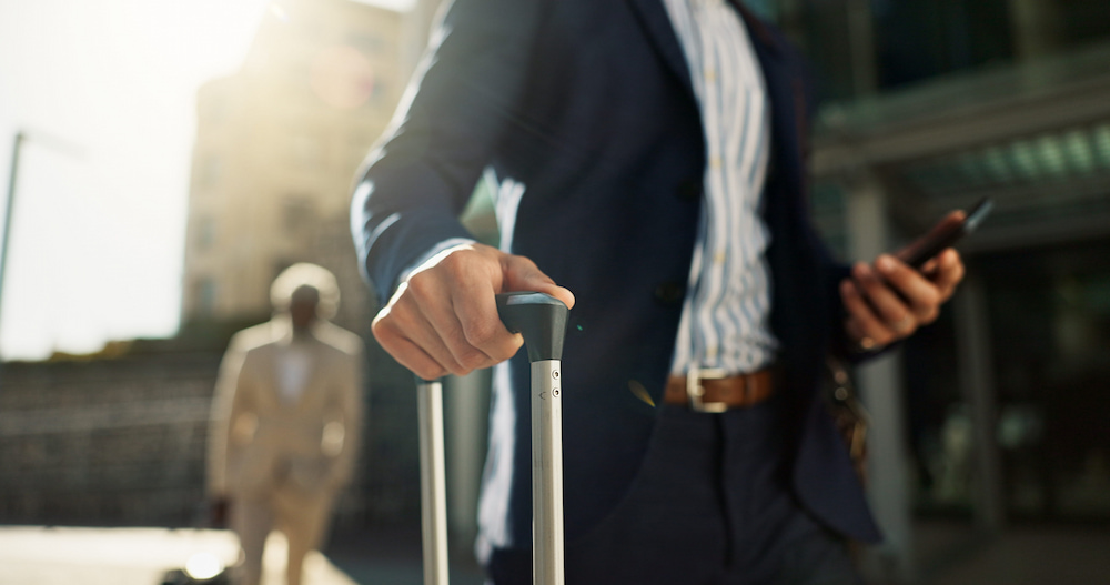 A business executive at an airport