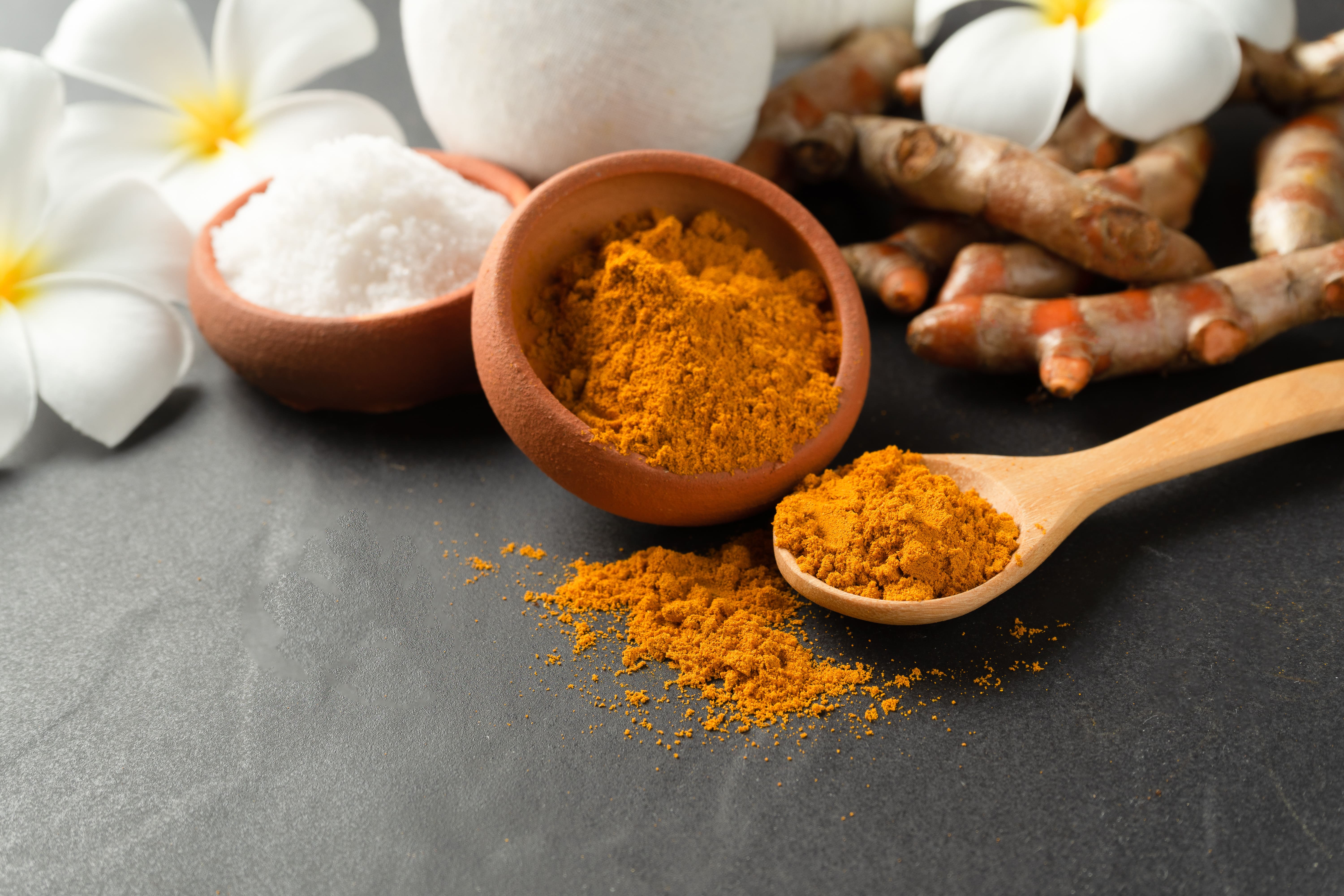 Turmeric and other herbs used in Thai herbal massage